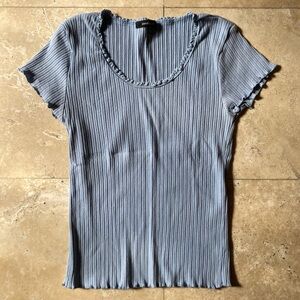 Ambiance Sky Blue Ribbed Short Sleeve Top